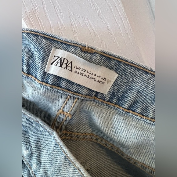 Zara Distressed Denim Jeans Size 0 - Picture 3 of 11